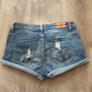 Y2k machine british flag mini shorts